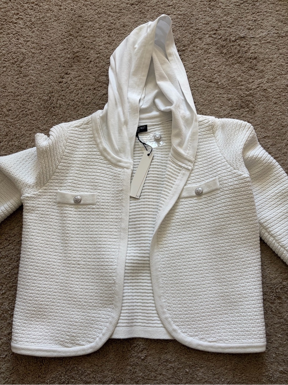 Central Park West White Hooded Knit Blazer size medium.  NWT